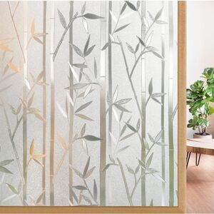 Window Privacy Film Frosted Bamboo Pattern 35.4 in X 78.7 in NEW